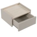 Chevet suspendu 1 tiroir beige mat plateau aspect bois clair - DEKTER