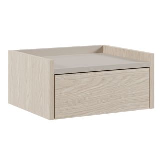 Chevet suspendu 1 tiroir aspect bois clair plateau beige mat - DEKTER