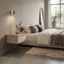 Chevet suspendu 1 tiroir aspect bois clair plateau beige mat - DEKTER