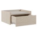 Chevet suspendu 1 tiroir aspect bois clair plateau beige mat - DEKTER