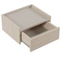 Chevet suspendu 1 tiroir aspect bois clair plateau beige mat - DEKTER