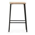 Lot de 4 tabourets de bar H65cm en bois naturel pied en métal noir - BAHIA