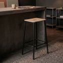 Lot de 4 tabourets de bar H65cm en bois naturel pied en métal noir - BAHIA