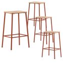 Lot de 4 tabourets de bar H65cm en bois naturel pied en métal brique - BAHIA