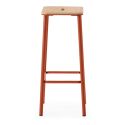 Lot de 4 tabourets de bar H65cm en bois naturel pied en métal brique - BAHIA