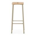 Lot de 4 tabourets de bar H65cm en bois naturel pied en métal beige - BAHIA