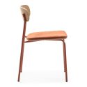 Lot de 4 chaises dossier bois assise tissu et pieds métal brique - RIDILA