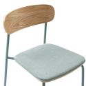Lot de 4 chaises dossier bois assise tissu et pieds métal aigue-marine - RIDILA