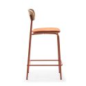 Lot de 4 tabourets de bar dossier bois assise tissu et pieds métal brique - RIDILA