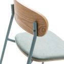 Lot de 4 tabourets de bar dossier bois assise tissu et pieds métal aigue-marine - RIDILA