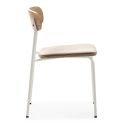 Lot de 6 chaises dossier bois assise tissu beige et pieds métal blanc - RIDILA