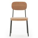 Lot de 6 chaises assise et dossier bois naturel pieds luge métal noir - SCOLA