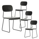 Lot de 4 chaises assise et dossier bois noir pieds luge métal noir - SCOLA