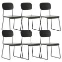 Lot de 6 chaises assise et dossier bois noir pieds luge métal noir - SCOLA
