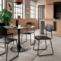 Lot de 6 chaises assise et dossier bois noir pieds luge métal noir - SCOLA
