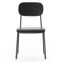 Lot de 6 chaises assise et dossier bois noir pieds luge métal noir - SCOLA