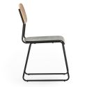 Lot de 4 chaises assise bois noir et dossier bois naturel pieds luge métal noir - SCOLA