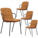 Lot de 4 chaises en tissu chiné rouille 2 tons et métal noir - GIANA