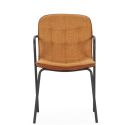 Lot de 4 chaises en tissu chiné rouille 2 tons et métal noir - GIANA