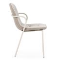 Lot de 4 chaises en tissu chiné beige 2 tons et métal crème - GIANA