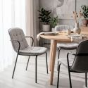 Lot de 4 chaises en tissu chiné gris 2 tons et métal noir - GIANA