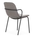 Lot de 4 chaises en tissu chiné gris 2 tons et métal noir - GIANA