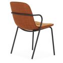 Lot de 6 chaises en tissu chiné rouille 2 tons et métal noir - GIANA