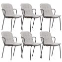 Lot de 6 chaises en tissu chiné gris 2 tons et métal noir - GIANA