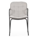 Lot de 6 chaises en tissu chiné gris 2 tons et métal noir - GIANA