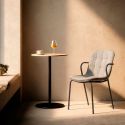 Lot de 6 chaises en tissu chiné gris 2 tons et métal noir - GIANA