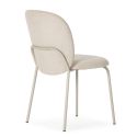 Lot de 6 chaises en tissu polyester doux beige et pieds en métal laqué crème - DARRIS