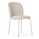 Lot de 6 chaises en tissu polyester doux beige et pieds en métal laqué crème - DARRIS