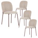 Lot de 4 chaises en tissu polyester doux beige et pieds en métal laqué terracotta - DARRIS