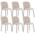 Lot de 6 chaises en tissu polyester doux beige et pieds en métal laqué terracotta - DARRIS
