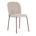 Lot de 6 chaises en tissu polyester doux beige et pieds en métal laqué terracotta - DARRIS
