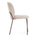 Lot de 6 chaises en tissu polyester doux beige et pieds en métal laqué terracotta - DARRIS