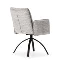 Lot de 4 fauteuils de table pivotants en tissu chenille gris pied design métal noir - CLAUDE