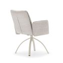 Lot de 4 fauteuils de table pivotants en tissu chenille beige pied design métal crème - CLAUDE