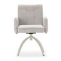 Lot de 4 fauteuils de table pivotants en tissu chenille beige pied design métal crème - CLAUDE