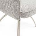 Lot de 4 fauteuils de table pivotants en tissu chenille beige pied design métal crème - CLAUDE