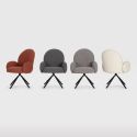 Lot de 2 chaises pivotantes tissu bouclettes gris clair pied métal noir - MORENO