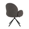 Lot de 2 chaises pivotantes tissu bouclettes gris foncé pied métal noir - MORENO