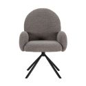 Lot de 4 chaises pivotantes tissu bouclettes gris clair pied métal noir - MORENO