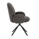 Lot de 4 chaises pivotantes tissu bouclettes gris foncé pied métal noir - MORENO