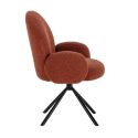 Lot de 2 chaises pivotantes tissu bouclettes brique pied métal noir - MORENO