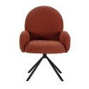 Lot de 4 chaises pivotantes tissu bouclettes brique pied métal noir - MORENO