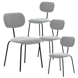 Lot de 4 chaises tissu maille douce gris arrière dossier bois pieds métal noir - DARLENE