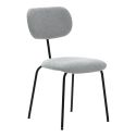 Lot de 4 chaises tissu maille douce gris arrière dossier bois pieds métal noir - DARLENE