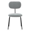 Lot de 4 chaises tissu maille douce gris arrière dossier bois pieds métal noir - DARLENE