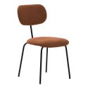 Lot de 4 chaises tissu maille douce brique arrière dossier bois pieds métal noir - DARLENE